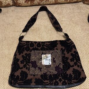 Boho Brown and Plum Floral Shoulder Bag